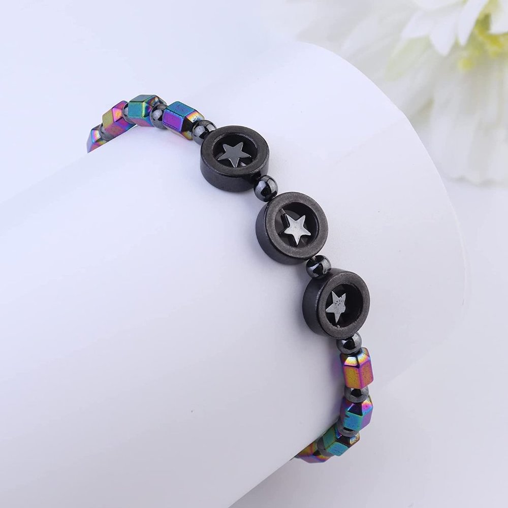 12Pcs Hematite Magnetic Bracelets Set for Men Women Magnetic Therapy Ankle Brace - Picture 3 of 7